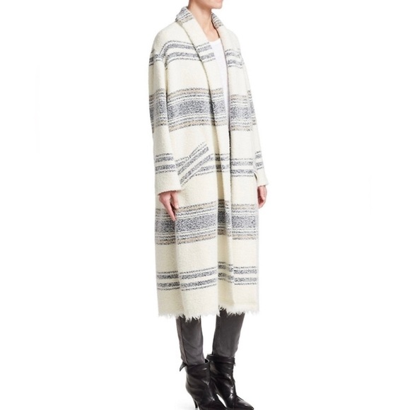 ISABEL MARANT Faby Striped Wool-Alpaca Long Coat NEW 42 - Picture 3 of 14